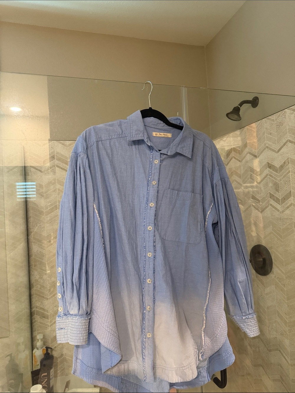 We the free Light Blue Ombre Button-Up Shirt - Casual women’s  Long Sleeve sz SM